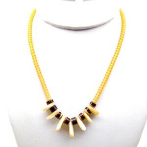 Retro Vogue Sequin Heishi Choker with Mother of Pearl and Coconut Shell Bib